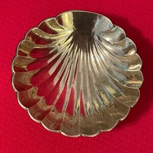 Solid Brass Vintage Shell Footed Trinket Dish.